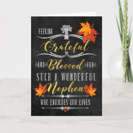 voor Nephew Thanksgiving Blessings Autumn Chalk Feestdagen Kaart