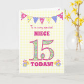 Voor Niece 15th Birthday Primroses Bunting Kaart (Gele Bloem)