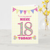 Voor Niece 18th Birthday Primroses and Bunting Kaa Kaart (Gele Bloem)