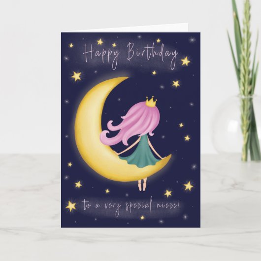 Voor Niece Cute Night Sky Birthday Kaart (Voorkant)