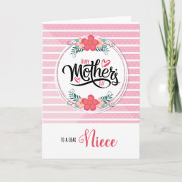 Voor Niece op Moederdag Pink Bontanical Kaart
