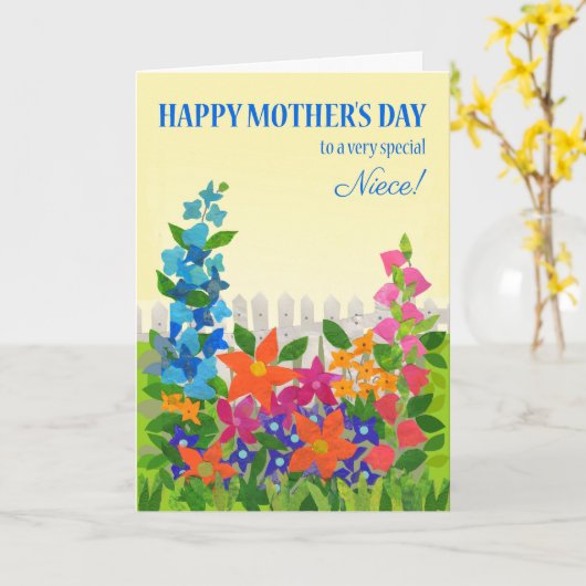 Voor Niece op Moederdag Vloertuin Kaart (Gele Bloem)