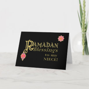 Voor Niece Ramadan Blessings Gold op Black Kaart
