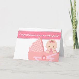 Voor nieuwe ouders - leuk babymeisje in roze kaart