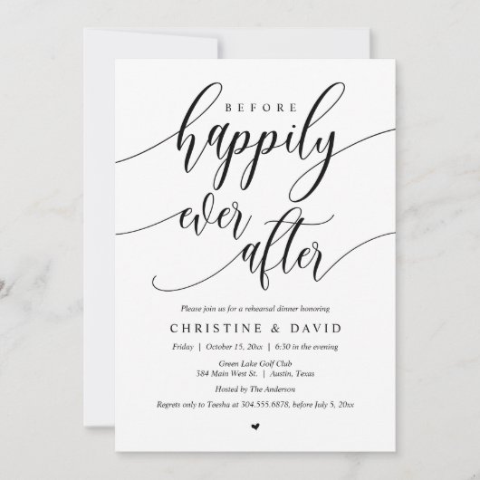 Voor nog lang en gelukkig na het repetitiediner kaart (Voorkant)