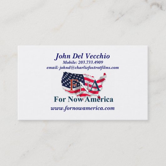 Voor nu Amerika John Del Vecchio Visitekaartje (Voorkant)
