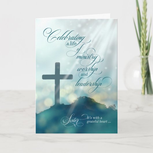 voor Nun Ordination Jubileum Blauwgroen Cross Kaart (Voorkant)