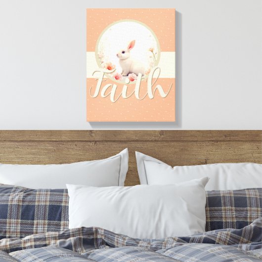 Voor Nursery Creamy White Bunny Canvas Afdruk (Insitu (Slaapkamer))