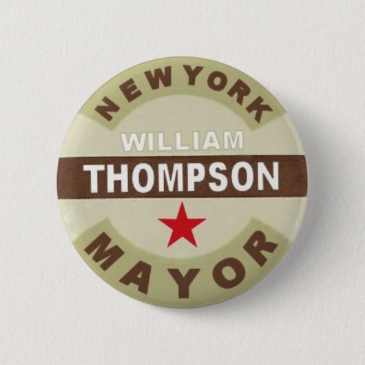Voor NYC Mayor William Thompson Button (Voorkant)
