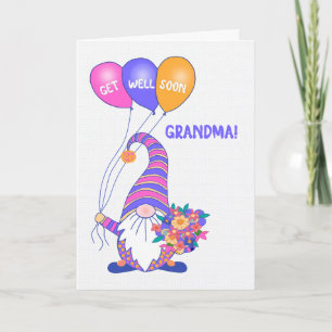 Voor Oma Get Well Gnome Ballonnen Bloemen Kaart