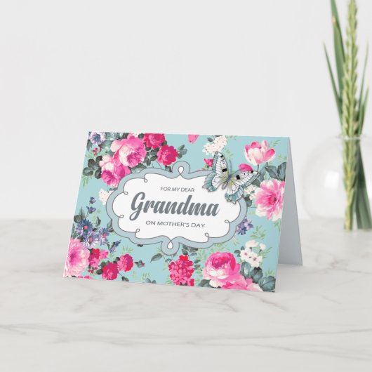 Voor oma op Moederdag.  Rozen Kaart (Voorkant)