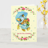 Voor oma op Moederdag. Sweet Bunny Kaart (Gele Bloem)