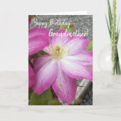 Voor oma Pink Clematis Floral Birthday Kaart (Voorkant)