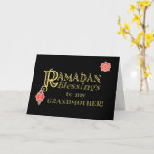 Voor oma Ramadan Blessings Gold op Black Kaart (Gele Bloem)