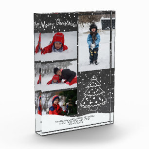 Voor oma Rustieke Sneeuwkerstboom Fotoblokken