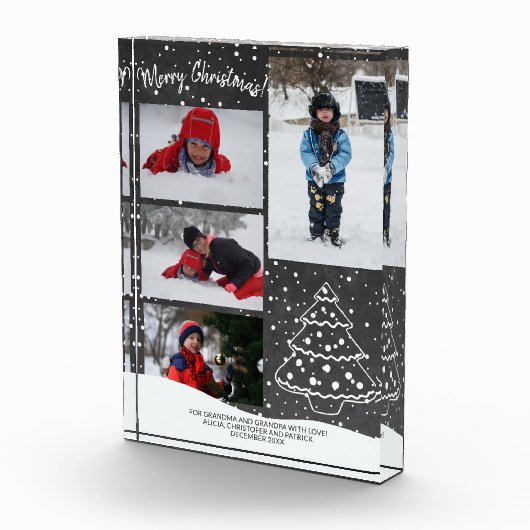 Voor oma | Rustieke Sneeuwkerstboom Fotoblokken (Rechts)