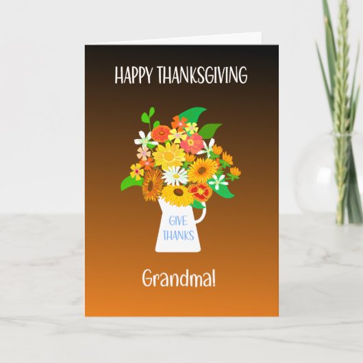 Voor oma Thanksgiving boeket bloemen Kaart (Voorkant)