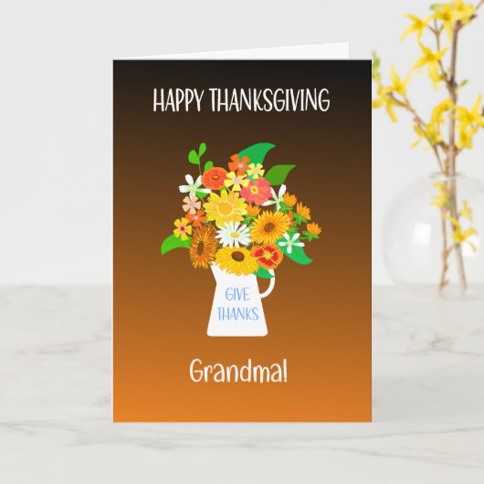 Voor oma Thanksgiving boeket bloemen Kaart (Gele Bloem)