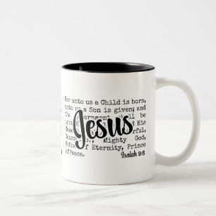 VOOR ONS CHRISTUS Jesaja JESUS Kerstmis Tweekleurige Koffiemok