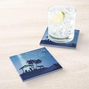 Voor ons is een kind geboren kerststal glas Onderz Glazen Onderzetter