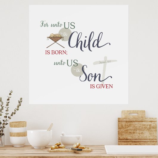 Voor ons is een kind geboren poster (Keuken)