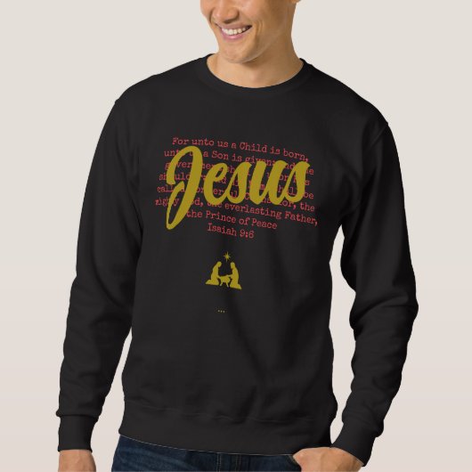 VOOR ONS JESUS Wit Gouden Kerstmis Trui (Voorkant)