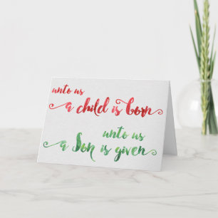 Voor ons wordt een kind geboren met een kerstkaart feestdagen kaart