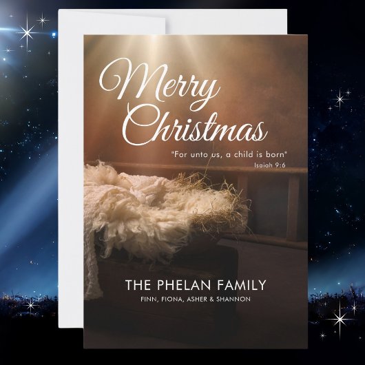 Voor ons wordt een kind geboren met kerst feestdagenkaart