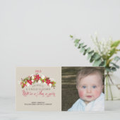 Voor ons wordt een kind geboren met Kerstmis Feestdagenkaart (Staand voorkant)