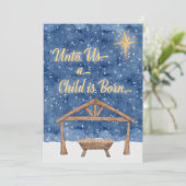 Voor ons wordt een kind geboren met kerstmis feestdagenkaart (Staand voorkant)