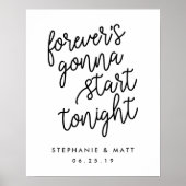 Voor | Onthaal voor zwarte en witte bruiloft Poster (Voorkant)