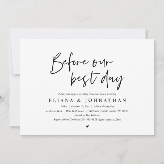 Voor onze beste dag, het eten van de repetitie van kaart (Voorkant)