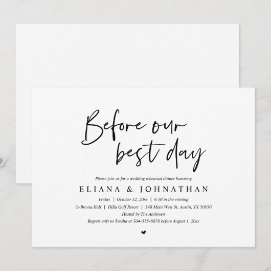 Voor onze beste dag, het eten van de repetitie van kaart (Voorkant / Achterkant)