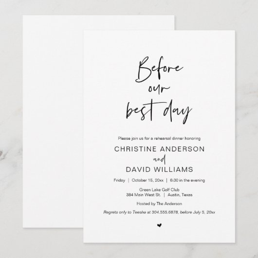 Voor onze beste dag, het eten van de repetitie van kaart (Voorkant / Achterkant)