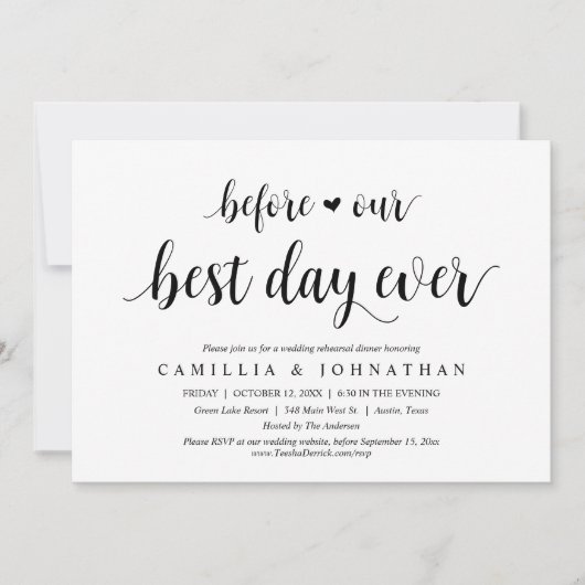 Voor onze beste dag ooit, het eten van de repetiti kaart (Voorkant)