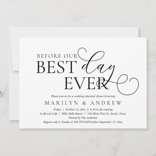 Voor onze beste dag ooit, het eten van de repetiti kaart (Voorkant)