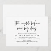 Voor onze grote dag, bruiloft repetitie diner kaart (Voorkant / Achterkant)