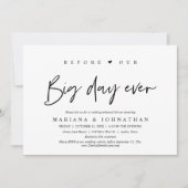 Voor onze grote dag, diner voor de huwelijksrepeti kaart (Voorkant)