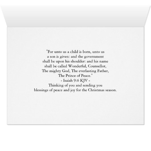 Voor onze lieve vrienden Kerstkerststal Jesaja 9:6 (Binenzijde Horizontaal (Onderkant))