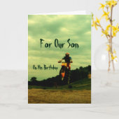 Voor onze zonen verjaardag Biker's Jump Kaart (Gele Bloem)