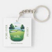 Voor-ooit op de Groene Golfbal Sleutelhanger (Achterkant)