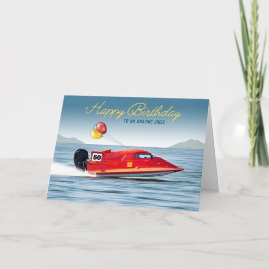 Voor Oom 50e Verjaardag Prestatieboot Kaart (Voorkant)