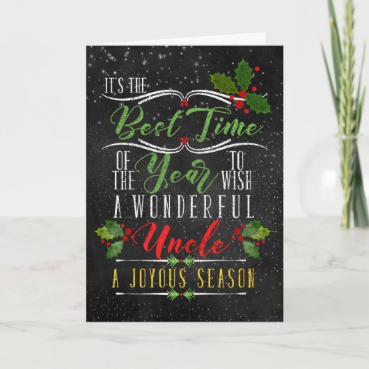 voor oom Best Time of Year Kerstkerkbord Feestdagen Kaart (Voorkant)