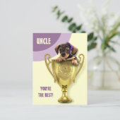 Voor oom op Vaderdag. Cute Puppy Briefkaart (Staand voorkant)