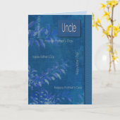 Voor oom op Vaderdag. Elegant Blue Leaf Kaart (Gele Bloem)