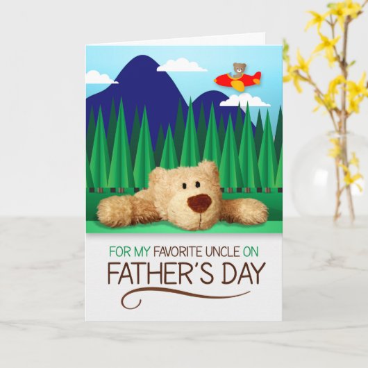 voor oom op Vaderdag Teddy Bear Mountain Kaart (Gele Bloem)