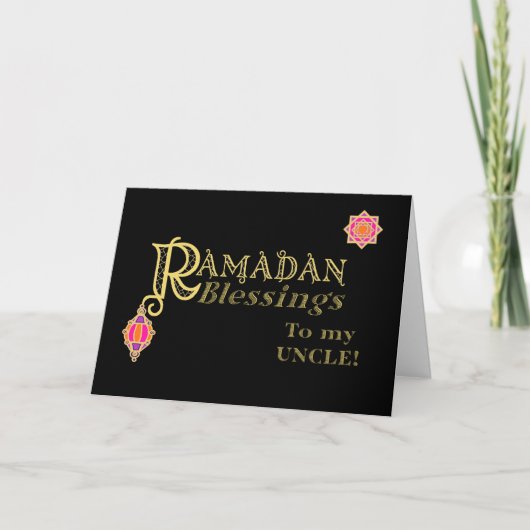 Voor oom Ramadan Blessings Gold op zwart Kaart (Voorkant)