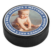 Voor opa Happy Vaderdag Photo Keepslag Hockey Puck (3/4)