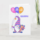 Voor opa krijgen goed kabouter ballonnen bloemen K Kaart (Voorkant)