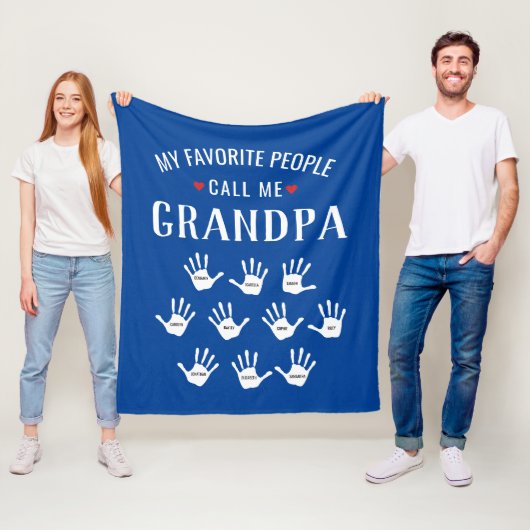Voor opa met opa-namen speciaal gepersonaliseerd fleece deken (In situ)